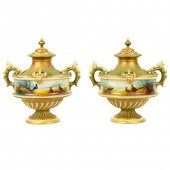 A PAIR OF ROYAL WORCESTER PORC