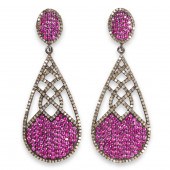 A PAIR OF RUBY AND DIAMOND EAR
