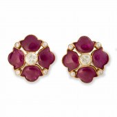 A PAIR OF RUBY, DIAMOND AND EI