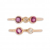 A PAIR OF RUBY, DIAMOND AND RO