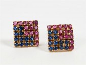 A PAIR OF RUBY, SAPPHIRE AND 1