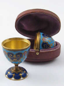 A pair of Russian champleve