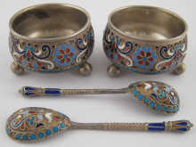 A pair of Russian cloisonne