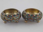 A pair of Russian cloisonne en