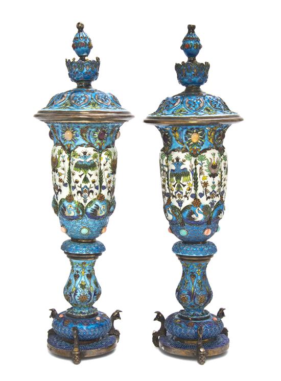A Pair of Russian Gilt Silver and