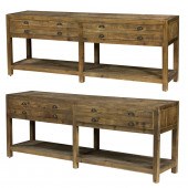 A PAIR OF RUSTIC WOOD CONSOLE