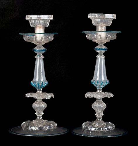 A PAIR OF SALVIATI VENETIAN GLASS
