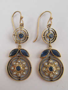 A pair of sapphire and pearl