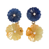 A PAIR OF SAPPHIRE AND DIAMOND