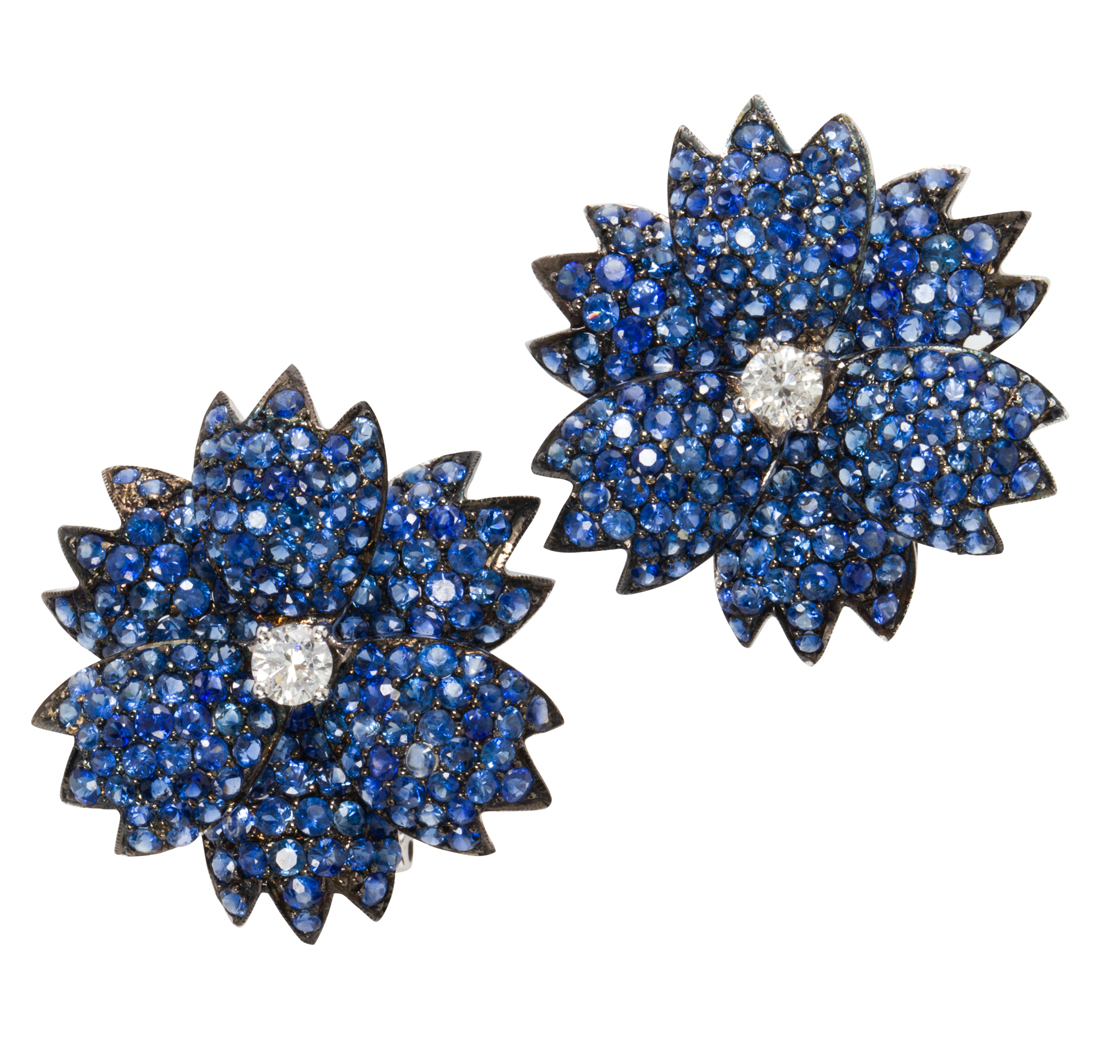 A PAIR OF SAPPHIRE, DIAMOND AND