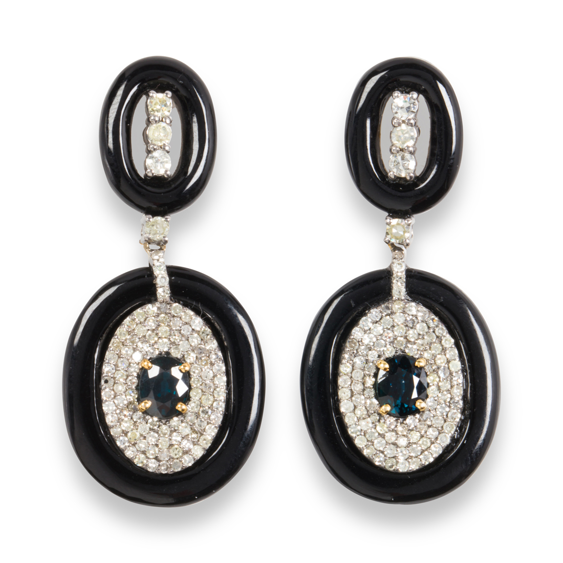 A PAIR OF SAPPHIRE, DIAMOND AND
