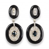 A PAIR OF SAPPHIRE, DIAMOND AN
