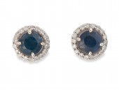 A PAIR OF SAPPHIRE, DIAMOND AN
