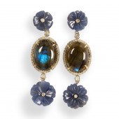 A PAIR OF SAPPHIRE, LABRADORIT