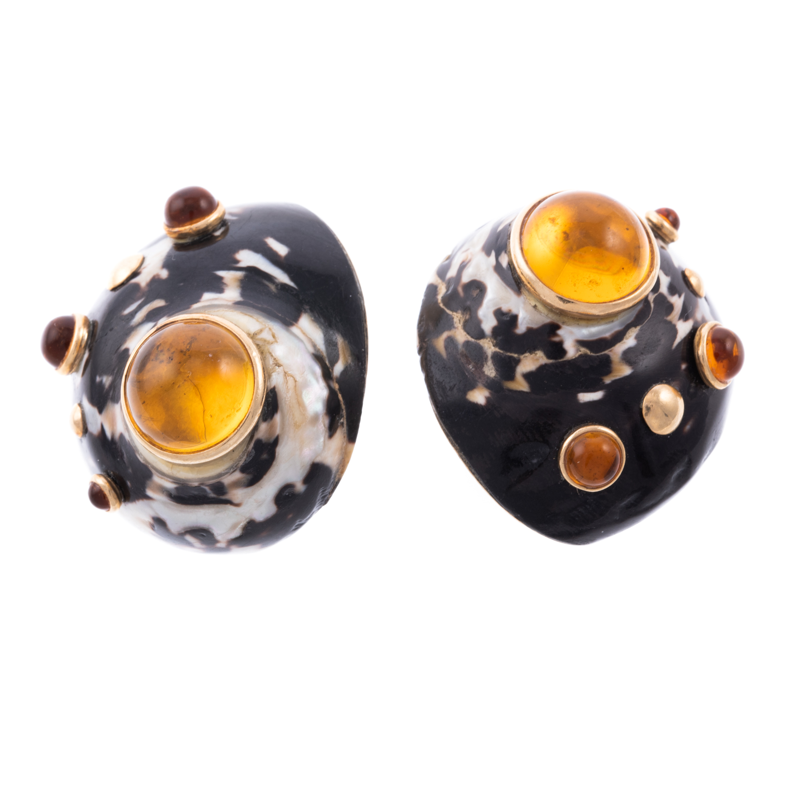 A PAIR OF SEA SHELL EARRINGS BY MAZ