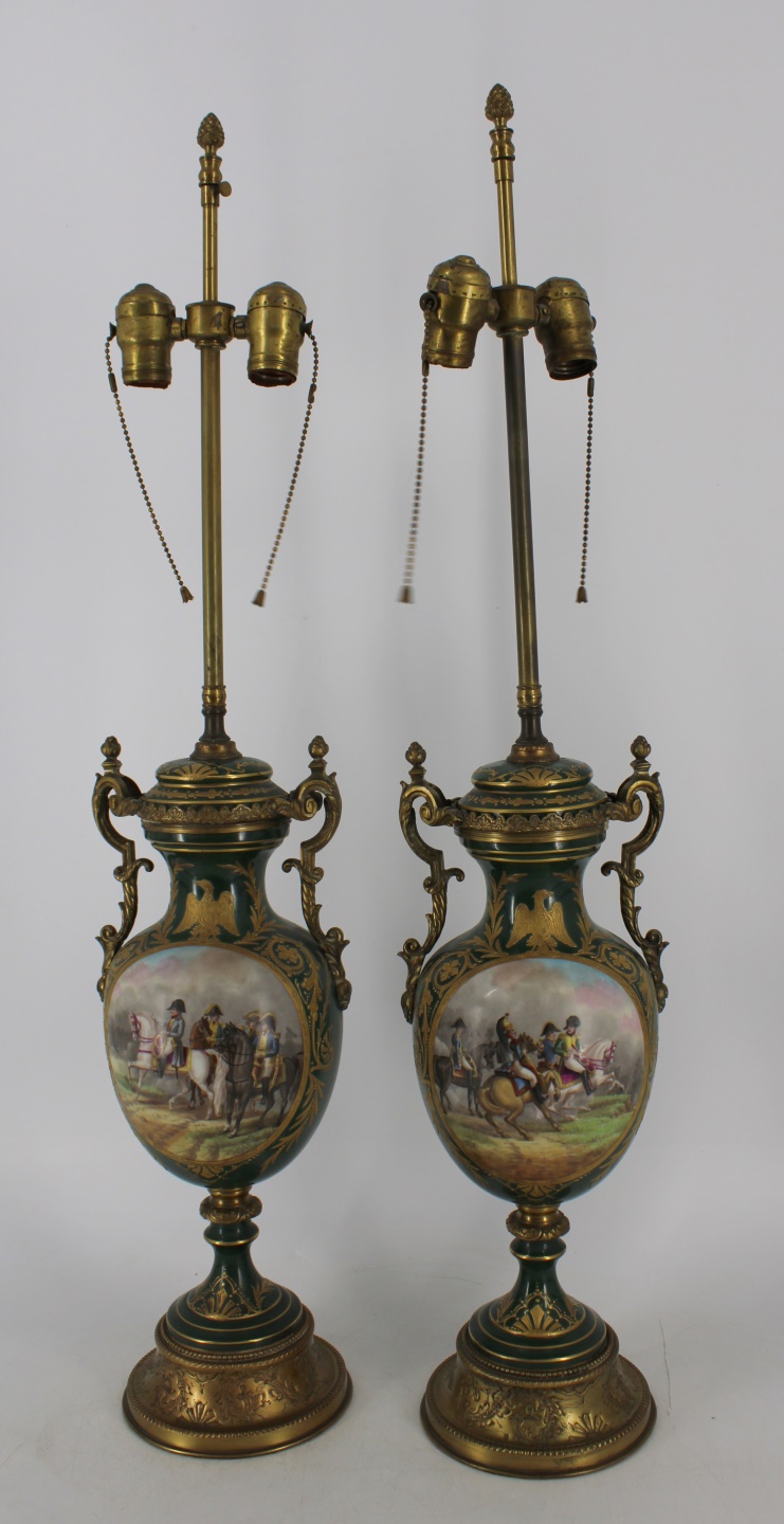 A PAIR OF SEVRES BRONZE MOUNTED