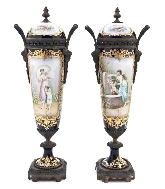 A Pair of Sevres Style Porcelain
