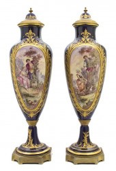 *A Pair of Sevres Style Gilt B