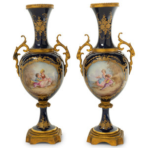 A Pair of Sèvres Style Gilt