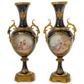 A Pair of Sèvres Style Gilt Br