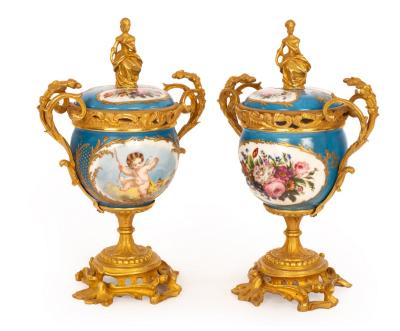 A pair of Sèvres style cups and