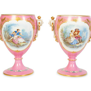 A Pair of Sèvres Style Porcelain