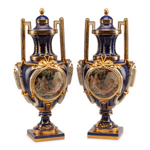 A Pair of Sèvres Style Porcelain