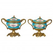 A PAIR OF SEVRES STYLE PORCELA
