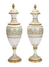 A PAIR OF SèVRES-STYLE URNSA p