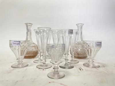 A pair of shaft and globe decanters