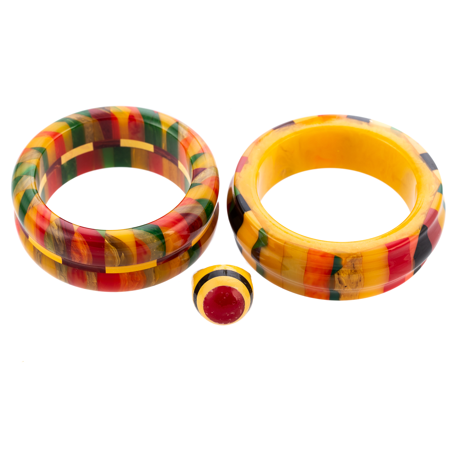 A PAIR OF SHULTZ LAMINATED BAKELITE