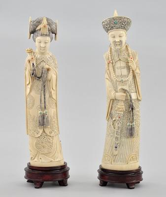 A Pair of Signed Carved Ivory