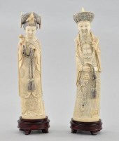A Pair of Signed Carved Ivory