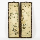 A Pair of Silk Embroidered 'Bi