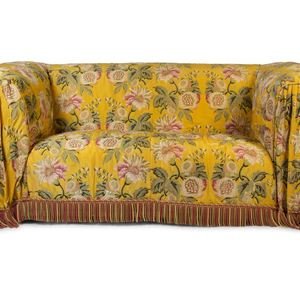 A Pair of Silk Upholstered