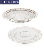 A PAIR OF SILVER AND GLASS PLA