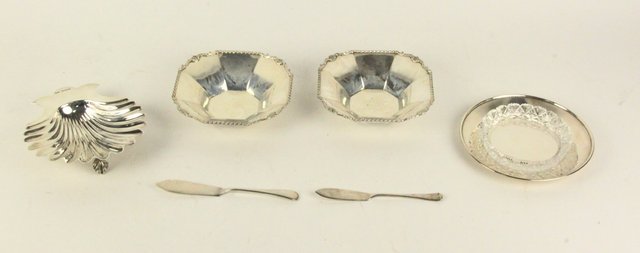 A pair of silver bonbon dishes