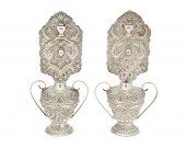 A PAIR OF SILVER CANDLE SCREEN