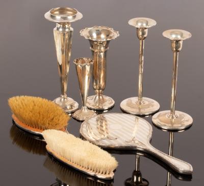A pair of silver candlesticks, CJH,