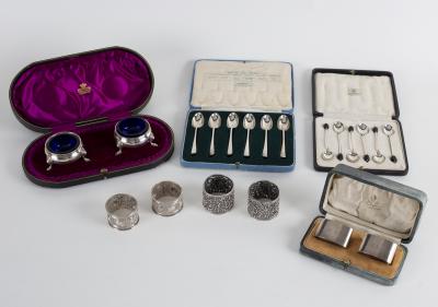 A pair of silver cauldron salts,