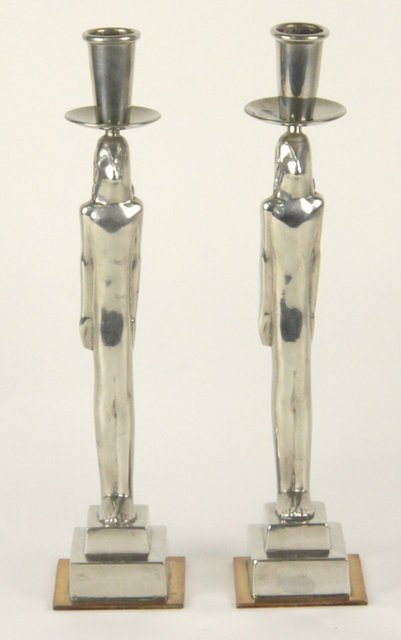 A pair of silver coloured
