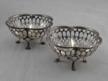 A pair of silver lobed and