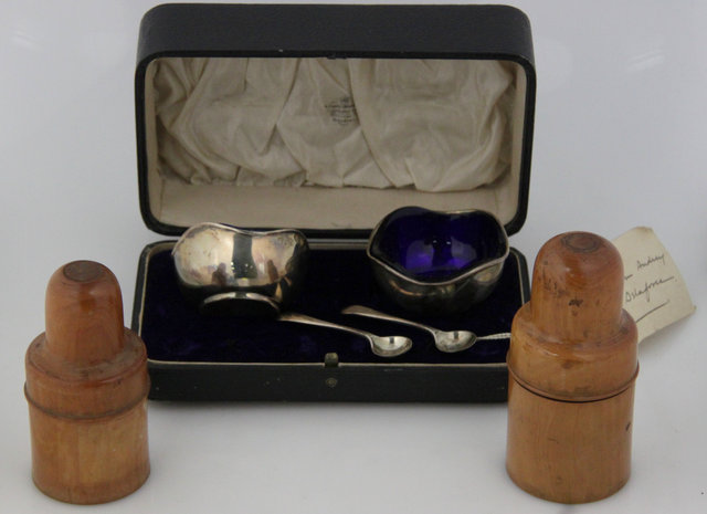 A pair of silver open salts