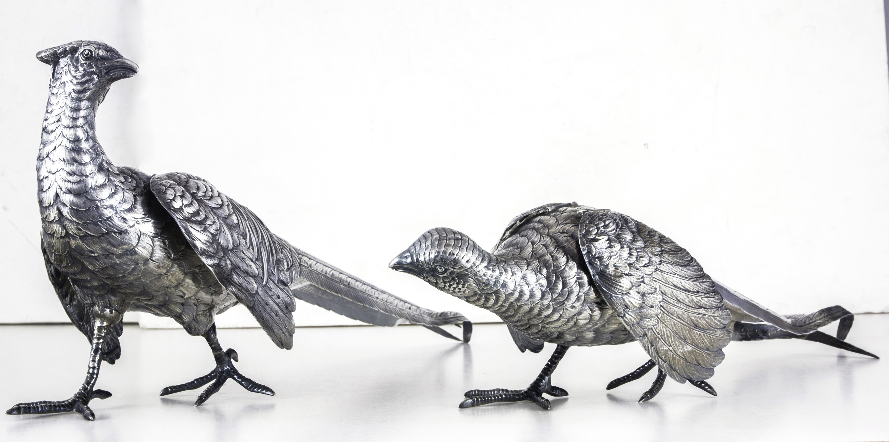 A PAIR OF SILVER PHEASANTS,