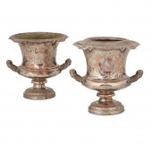 A PAIR OF SILVER-PLATED WINE C