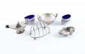 A PAIR OF SILVER SALTS AND FOU
