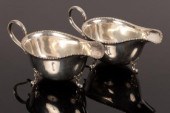 A pair of silver sauce boats,