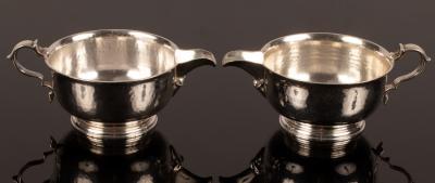 A pair of silver sauce boats,