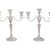 A Pair of Silver Three-Light C