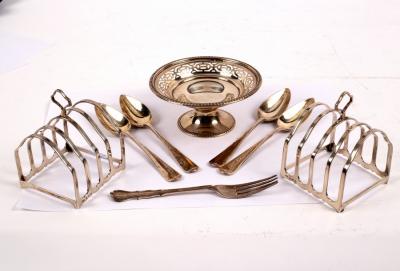 A pair of silver toast racks, D &